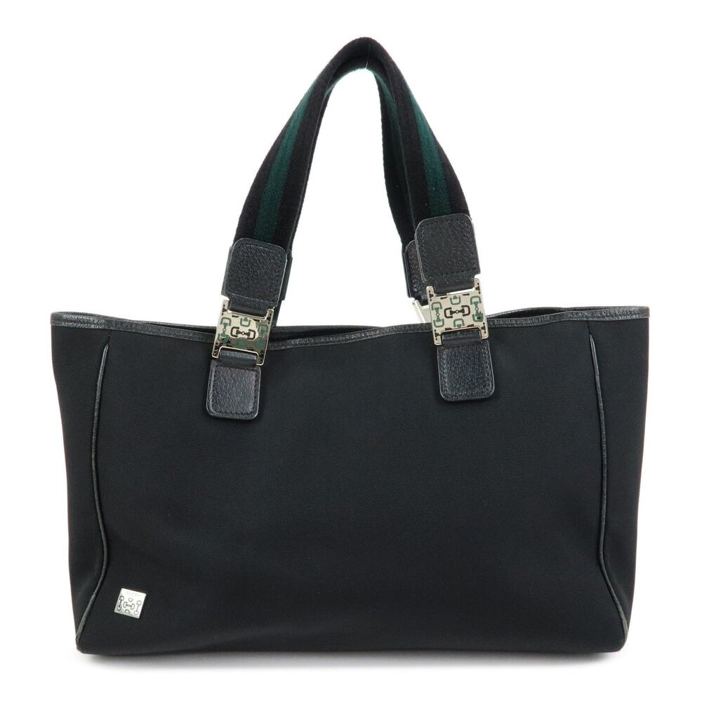 Gucci Sherry Nylon Leather Tote Black